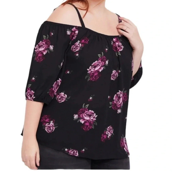 TORRID NEW WOMENS PLUS PINK FLORAL TOP SHIRT BLOUSE SUMMER FALL CASUAL SZ 1X 2X - Picture 1 of 5